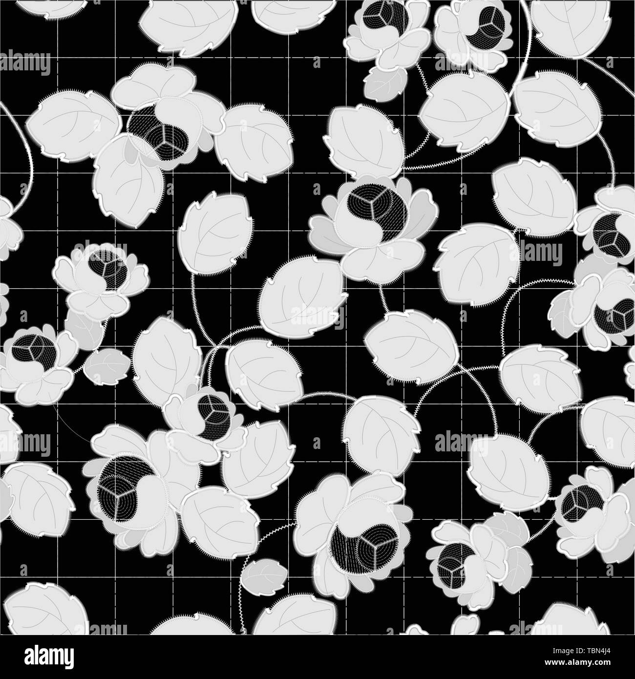 Bianco ricamo Richelieu motivi sullo sfondo nero come modello senza giunture Illustrazione Vettoriale