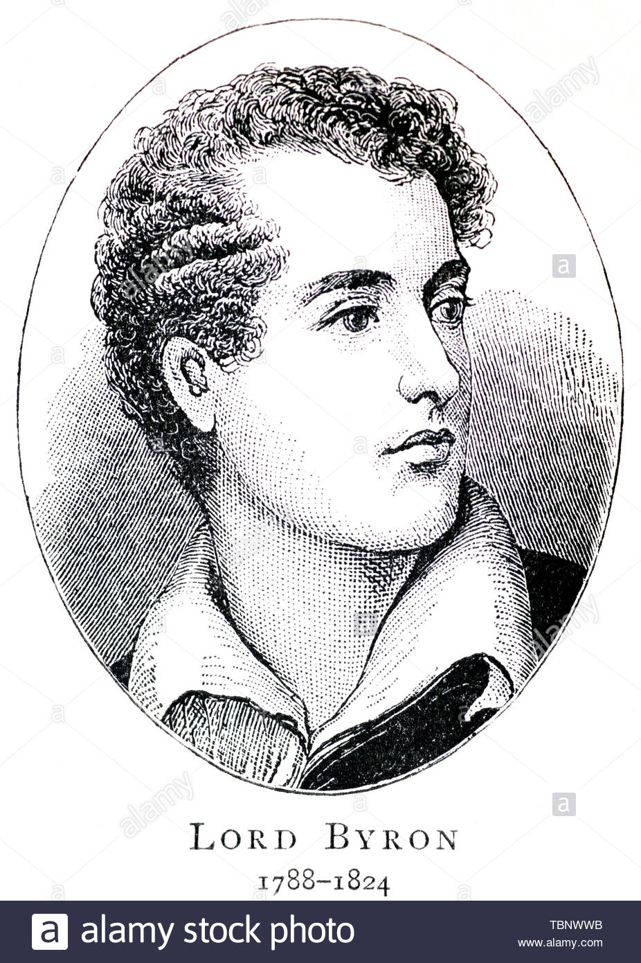 Lord Byron ritratto, 1788 - 1824, fu un poeta britannico Foto Stock