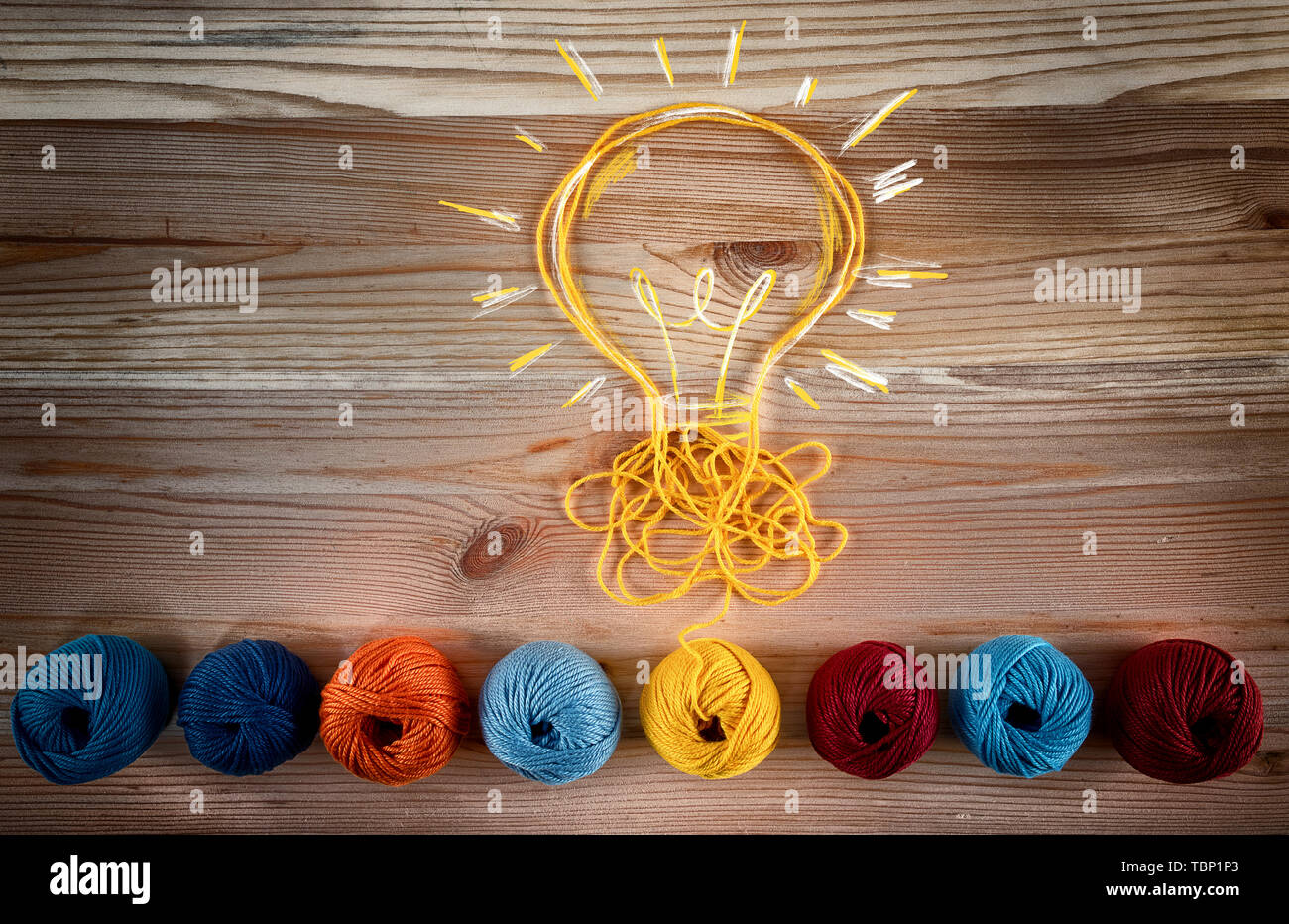 Concetto di idea e innovazione con Lana palla. Foto Stock