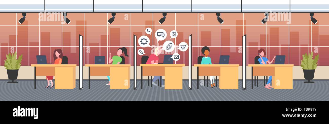 Business uomo seduto workplace imprenditore utilizzando laptop social media network chat online di bolla concetto di comunicazione co-centro di lavoro office Illustrazione Vettoriale