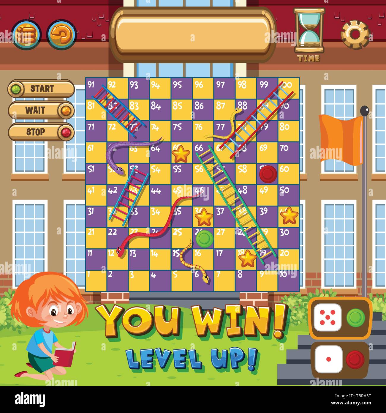 I serpenti e scale board game illustrazione Illustrazione Vettoriale