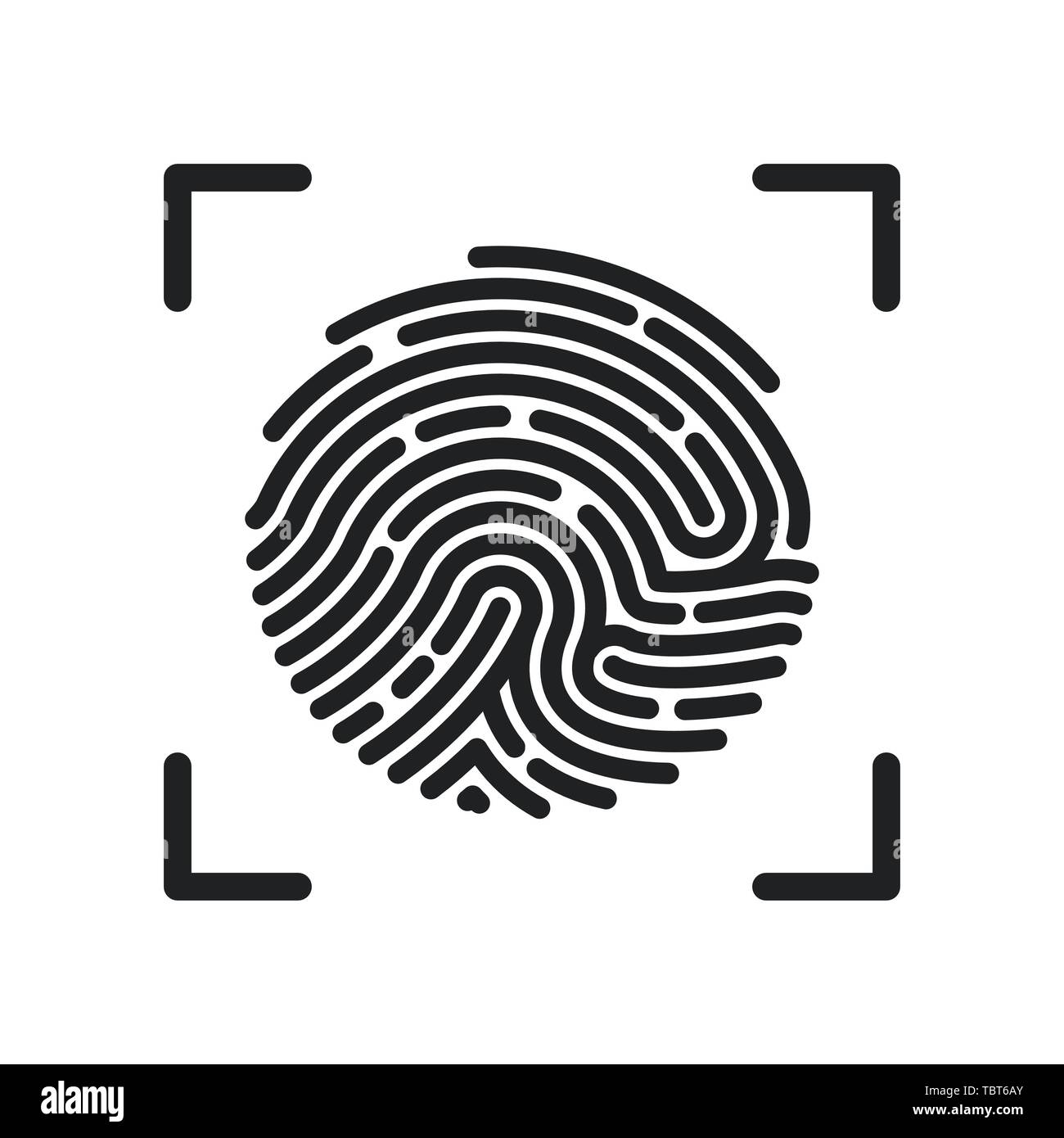 Cerchio icona di impronte digitali design per app. Finger Print scansione piana. Semplice imprint web icon. Illustrazione Vettoriale Illustrazione Vettoriale