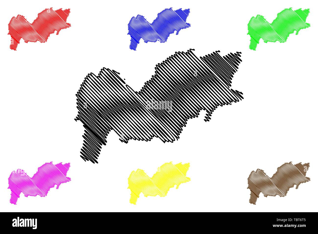 Provincia Urozgan (Repubblica Islamica dell'Afghanistan, province afghane) mappa illustrazione vettoriale, scribble schizzo Uruzgan o Oruzgan mappa Illustrazione Vettoriale