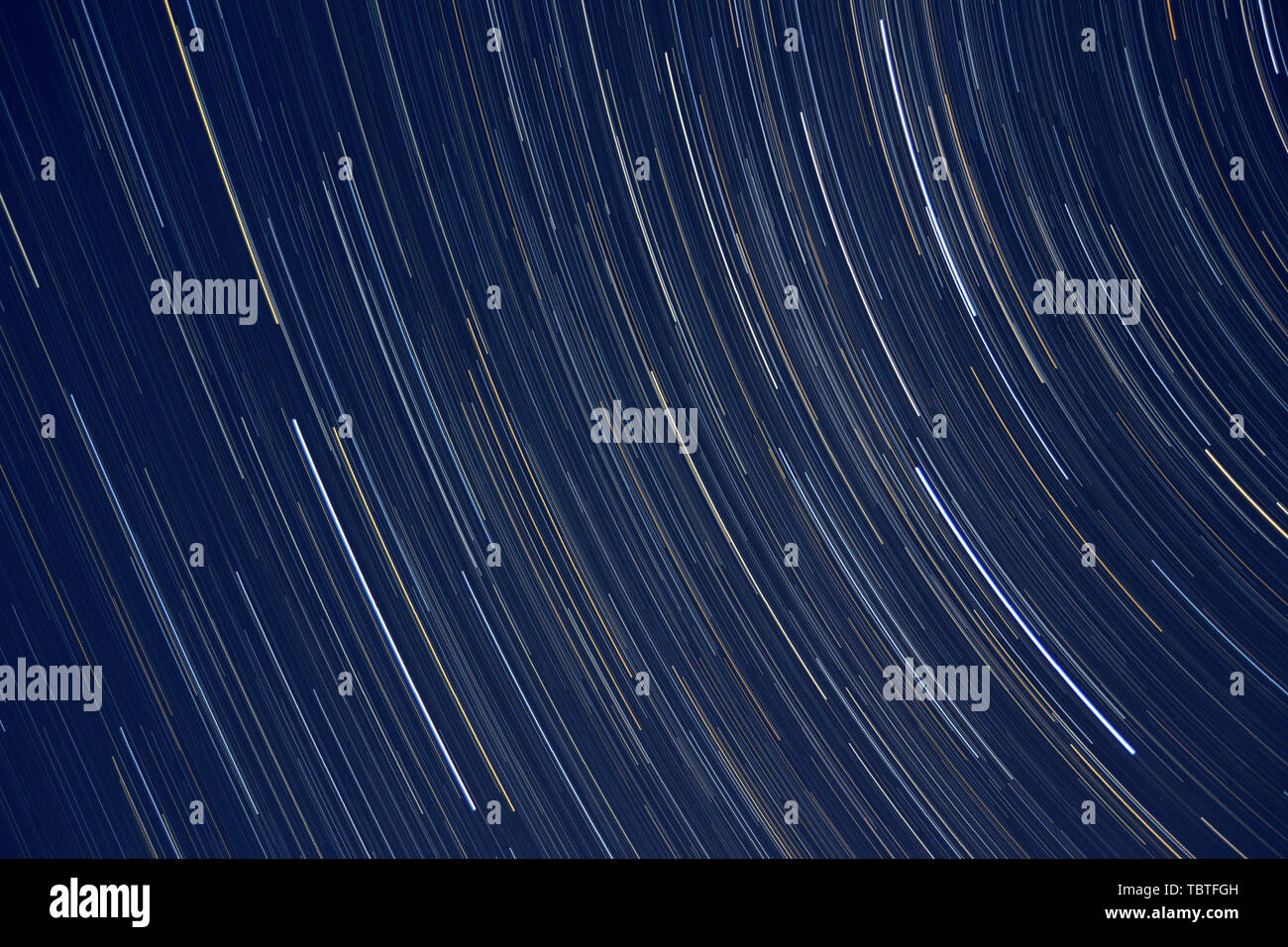 Star trail circle-spazio-notte-sunset-blu Foto Stock