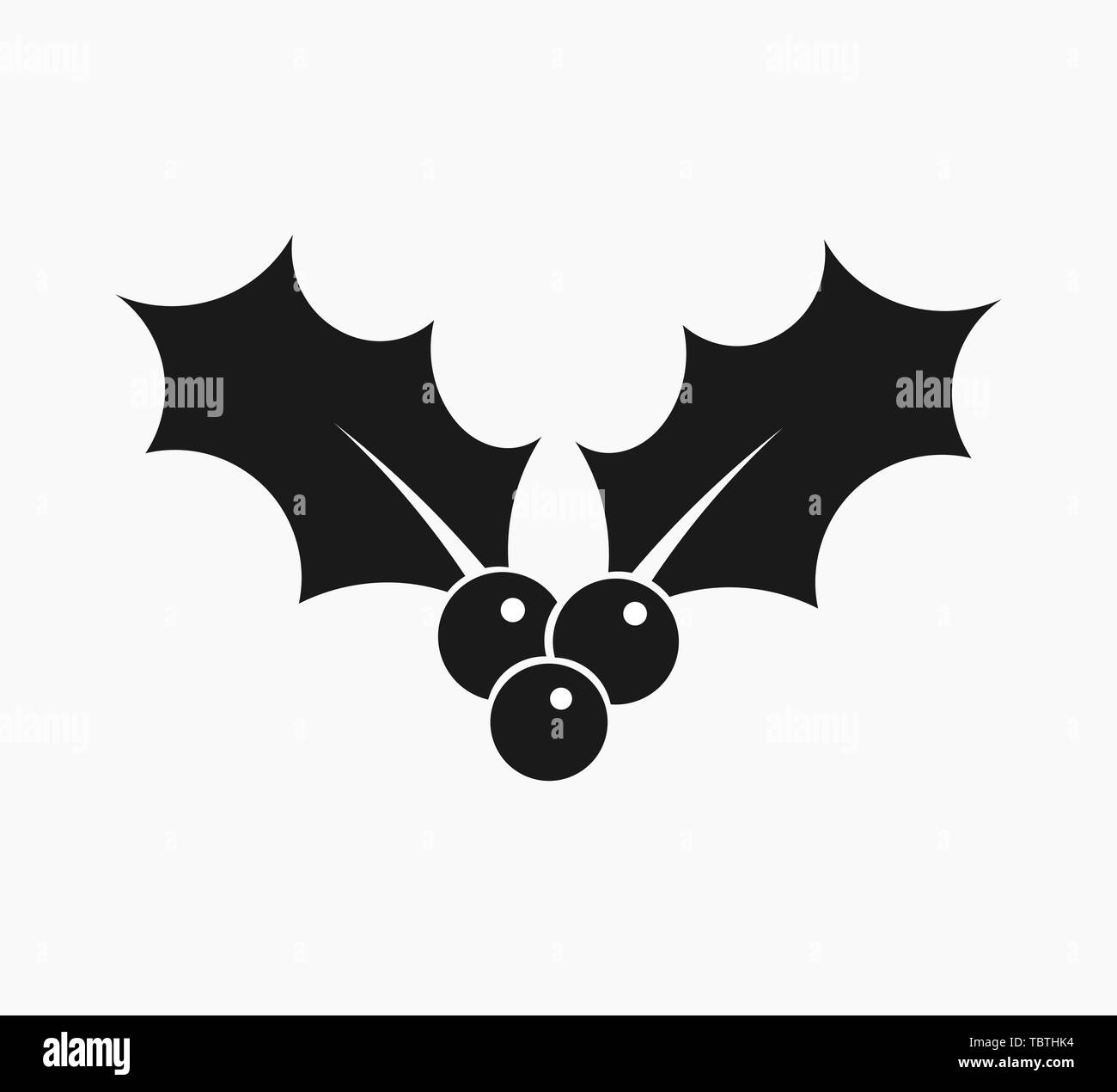 Natale holly black icon illustrazione Illustrazione Vettoriale