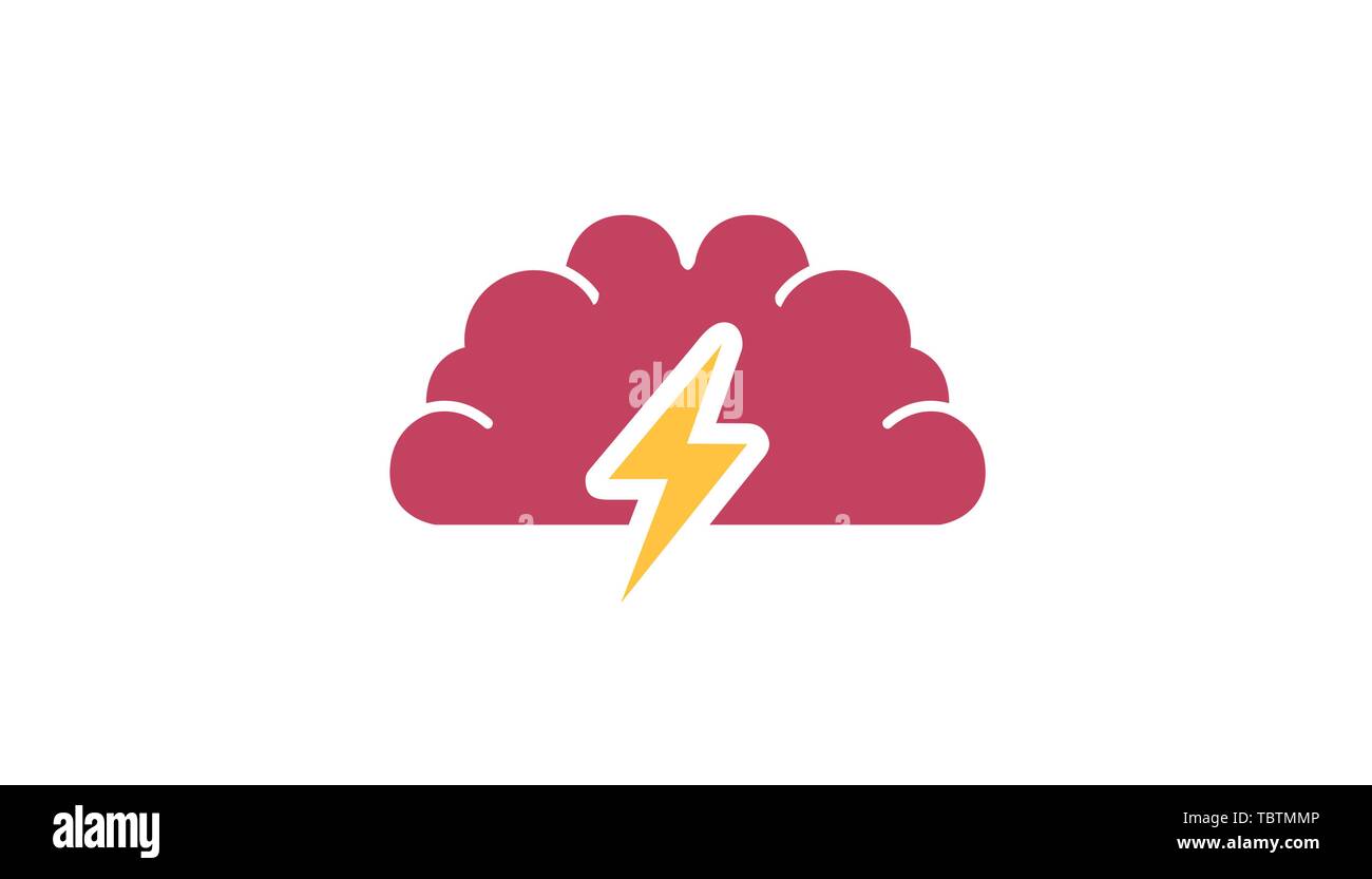 Illustrazione del disegno del simbolo del logo Creative Brain Power Flash Illustrazione Vettoriale