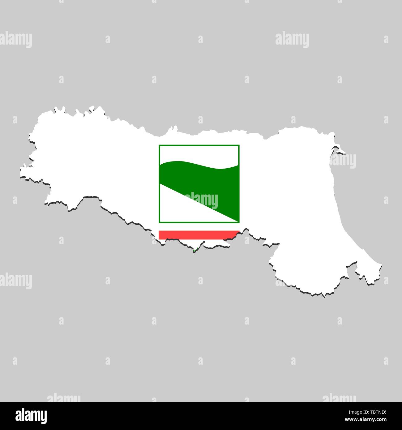 Mappa Emilia Romagna è uno stato in Italia con la bandiera. Illustrazione Vettoriale Illustrazione Vettoriale