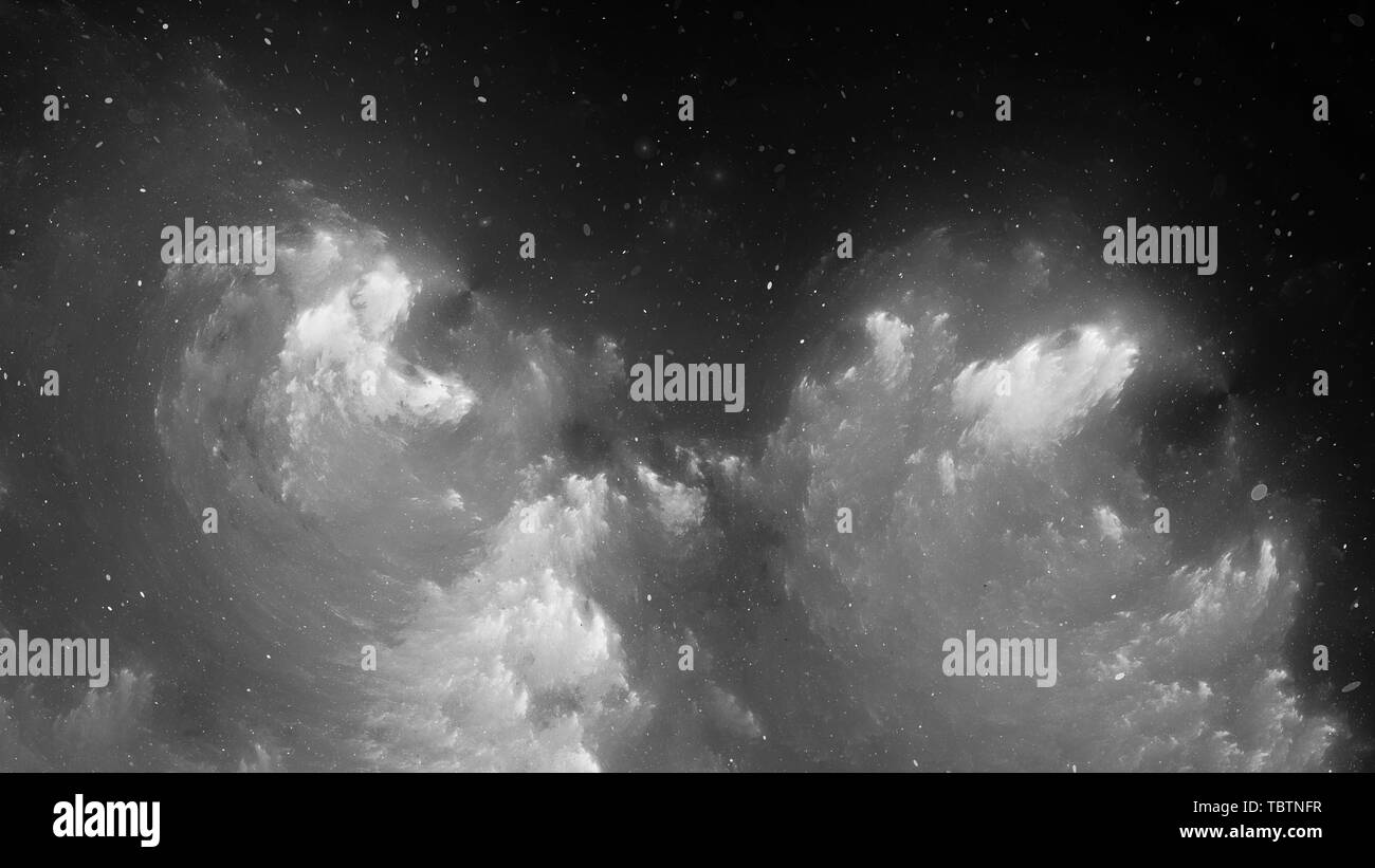 Bianco e nero nebula, generato dal computer intensità astratta mappa, rendering 3D Foto Stock