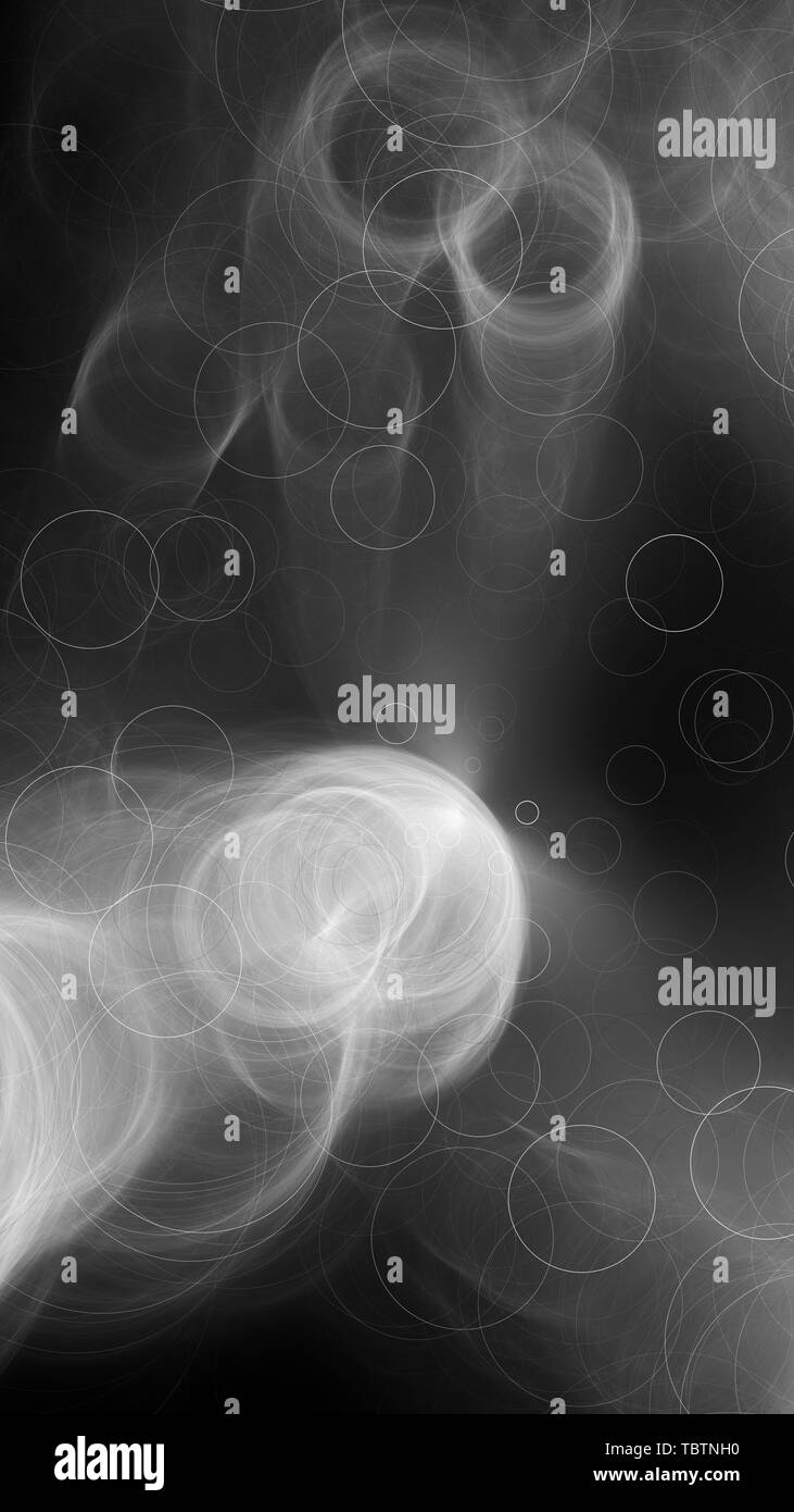 Incandescente bolle futuristico effetto bianco e nero, generato dal computer intensità astratta mappa, rendering 3D Foto Stock