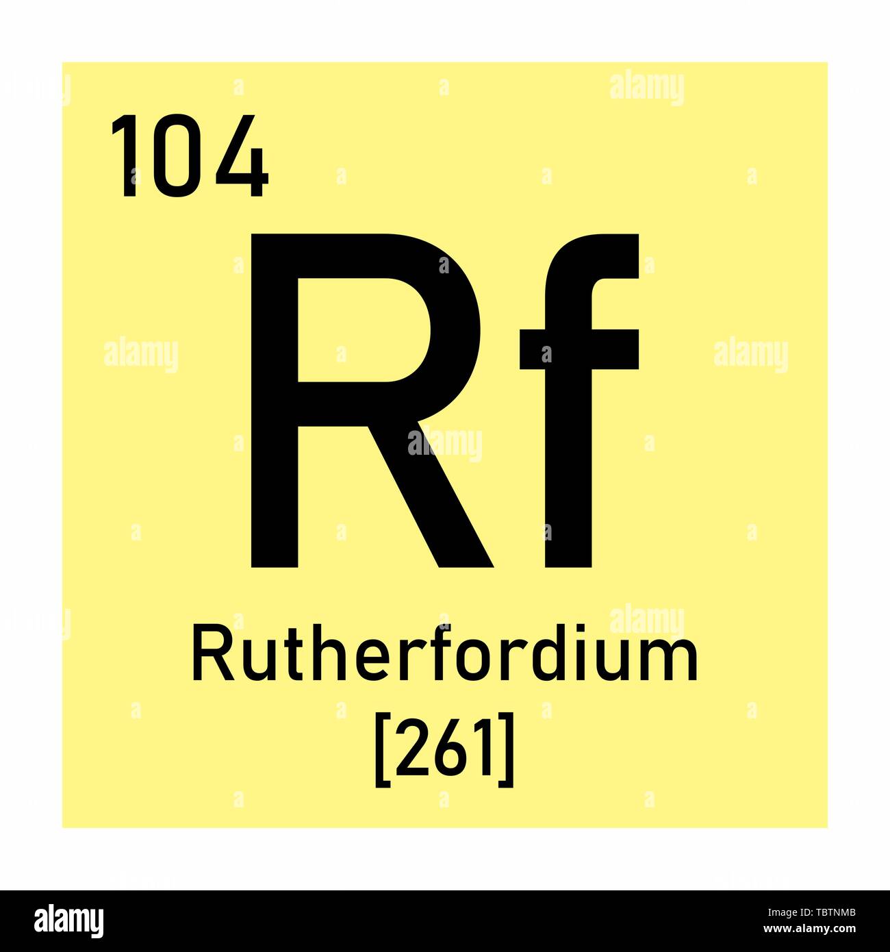 Illustrazione della tavola periodica rutherfordio simbolo chimico Illustrazione Vettoriale