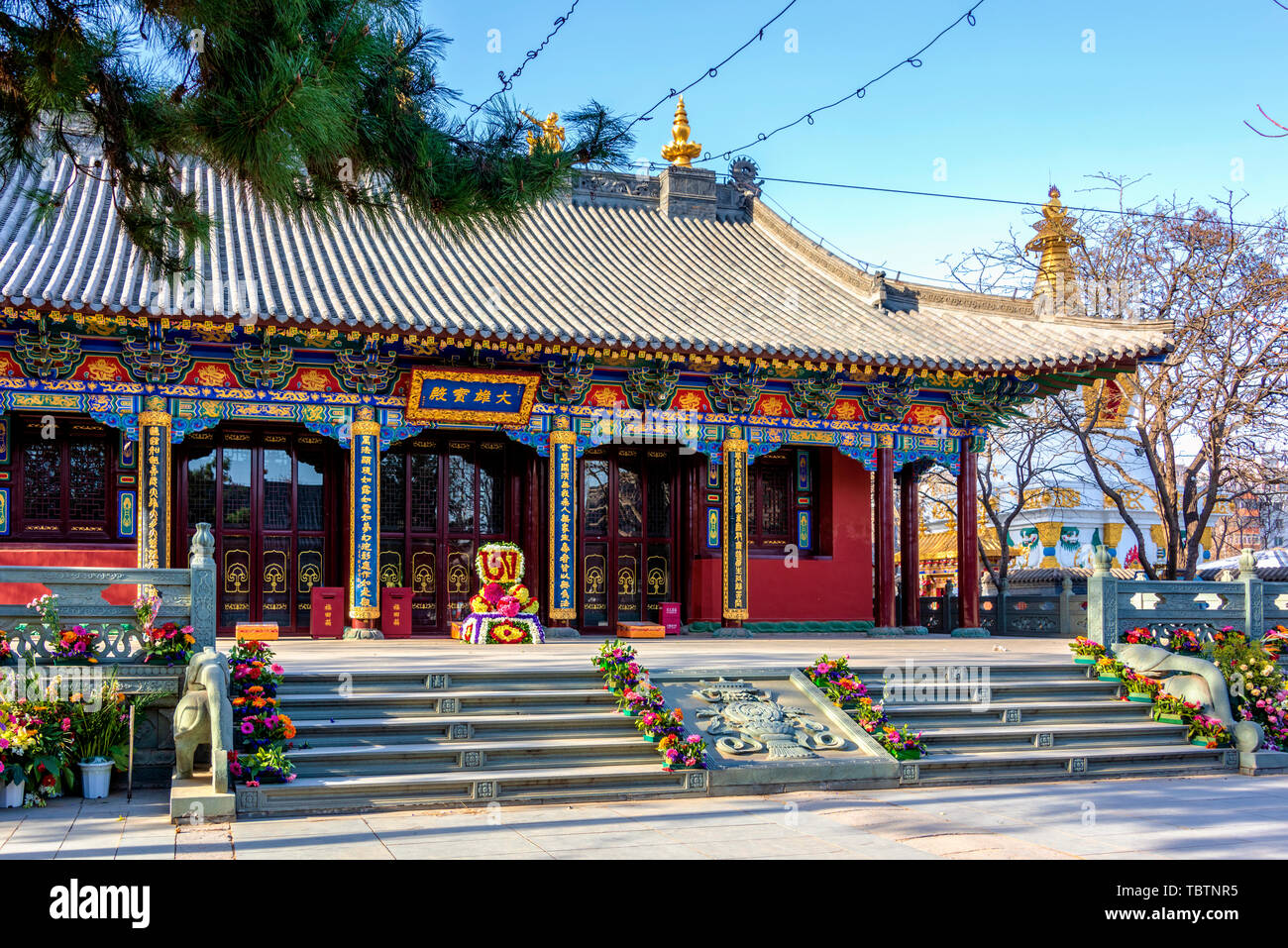Tempio di Falun, guardiano della torre nord di Shenyang, Liaoning Foto Stock