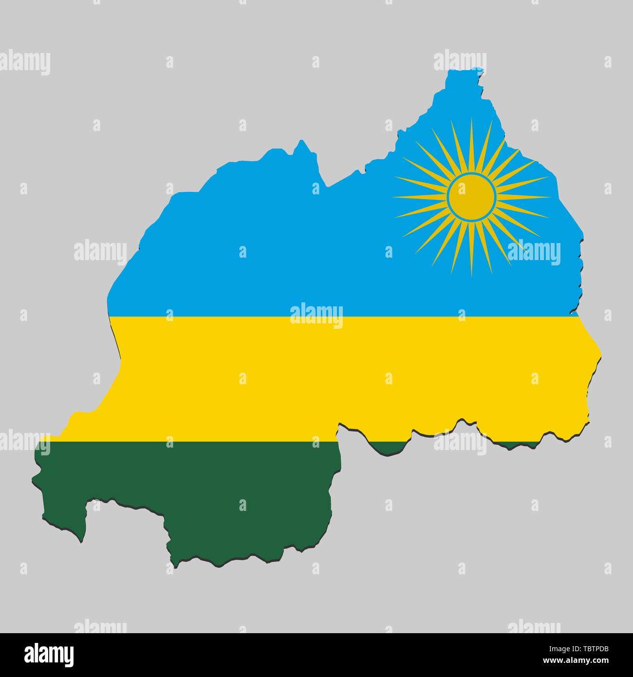 Mappa di Ruanda con bandiera nazionale. Illustrazione Vettoriale Illustrazione Vettoriale