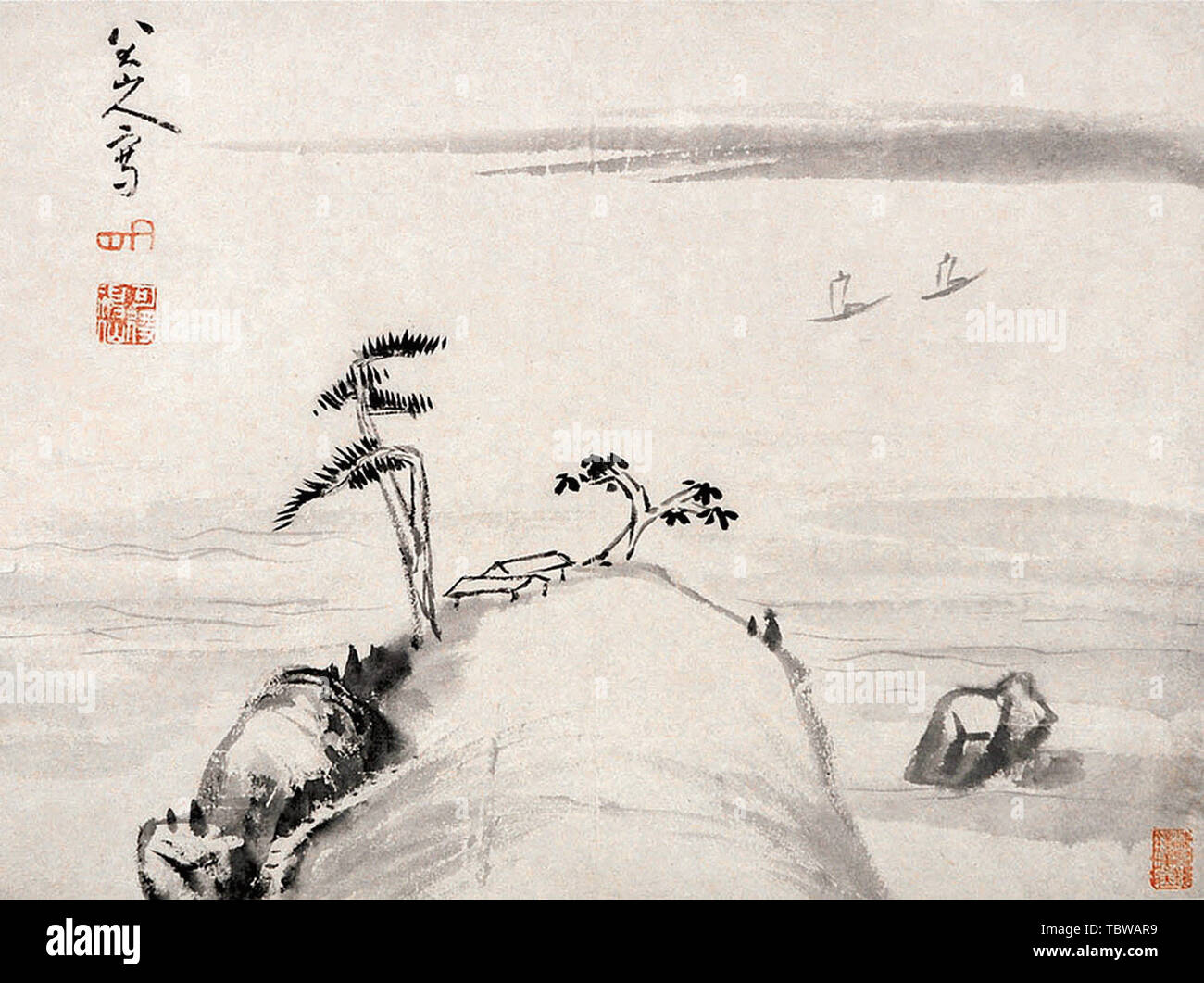 Zhū Dā - Badashan Ren - Paesaggio Album Leaf Foto Stock