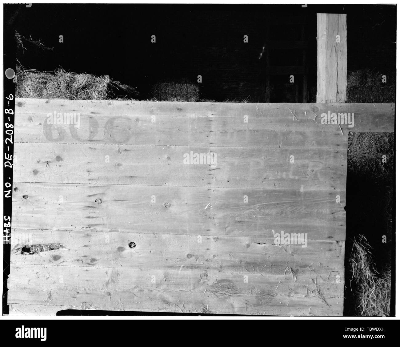 PIANO PRINCIPALE, PARTICOLARE DI PITTURA DI TRENO SULLA PARETE EST DELLA PISTA GUARDANDO EAST Cochran Grange, Bank Barn, U.S. Route 301, West of Route 71, Middletown, New Castle County, DE Foto Stock