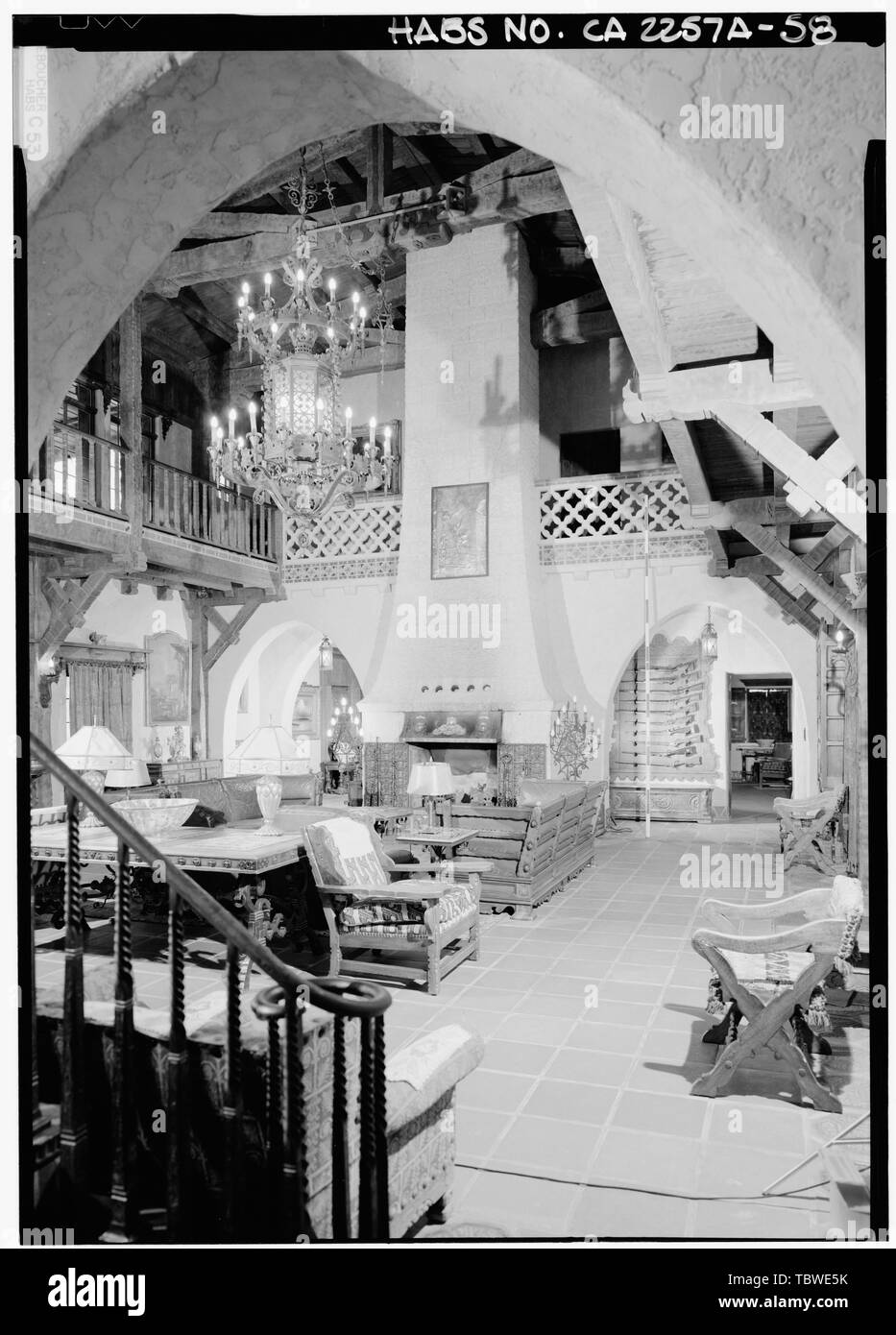 CASA PRINCIPALE INTERNO, SOGGIORNO, WEST WALL Death Valley Ranch, casa principale, Death Valley Junction, Inyo County, CA Foto Stock