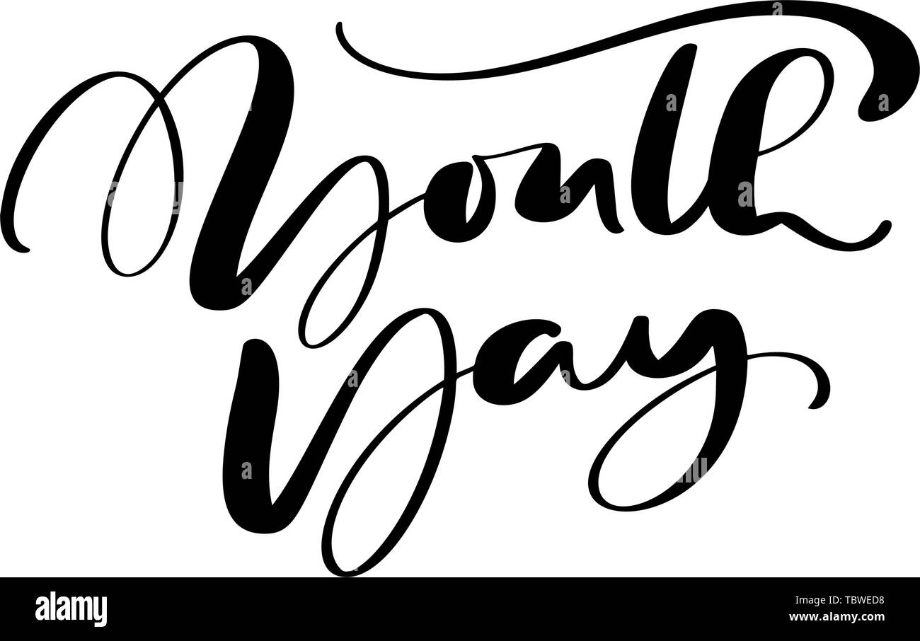 Lettera del vettore della Giornata della Gioventù per la Giornata Internazionale della Gioventù. Icona o scritta con logo disegnati a mano per Banner elegante Poster, biglietto di auguri Illustrazione Vettoriale