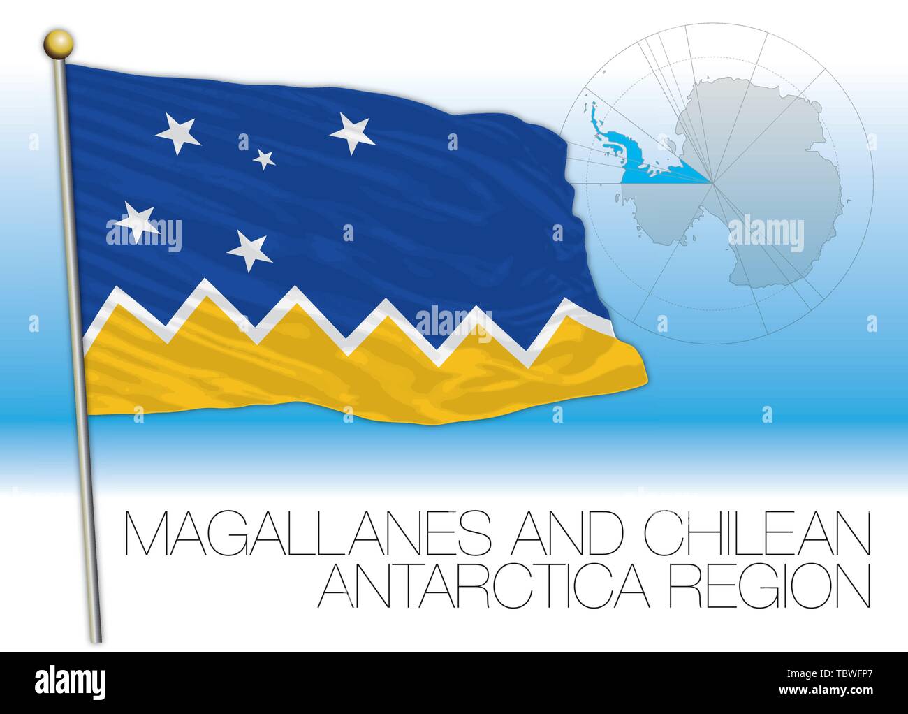 Cileno territorio antartico bandiera regionale, Cile, illustrazione vettoriale Illustrazione Vettoriale