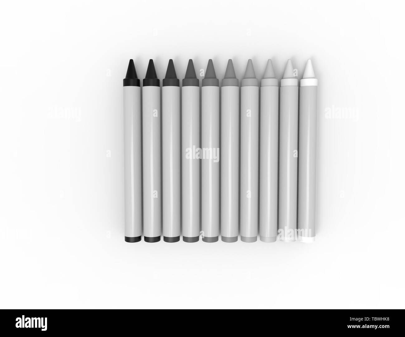 3D Rendering di più pastelli isolato su bianco studiobackground. Foto Stock