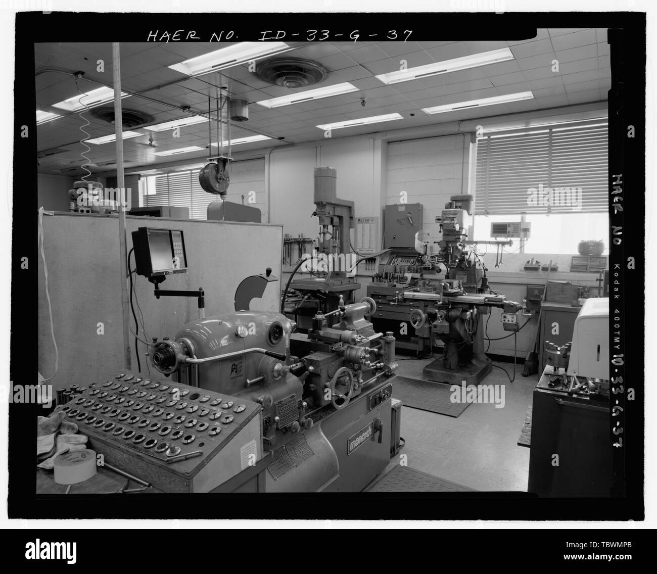 MTR ALA UNA, TRA604, interno, pavimento principale. Vista in dettaglio della macchina negozio all'angolo sudoccidentale di ALA. Telecamera rivolta verso ovest verso la finestra nella parete ovest. Negativo INL NO. HD46311. Mike gru, fotografo, 22005 Idaho National Engineering Laboratory, Test Area reattore, materiali e test di progettazione di reattori, Scoville, Butte County, ID Foto Stock