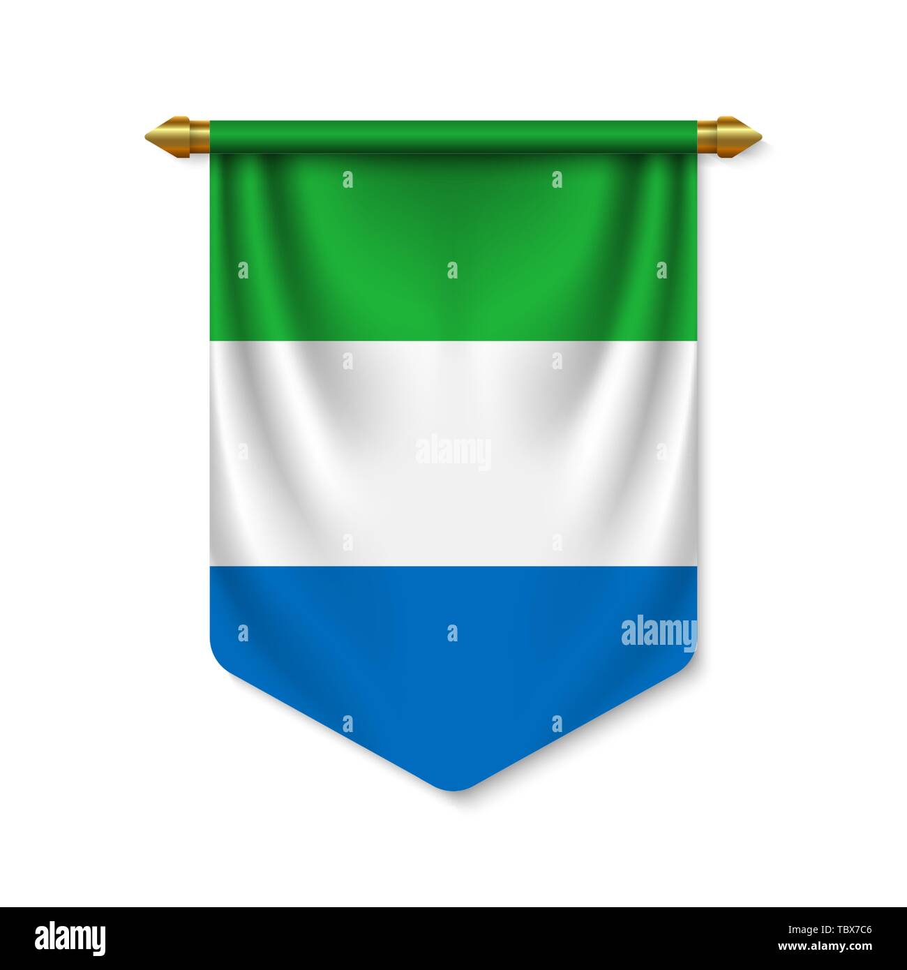 3D realistici pennant con bandiera della Sierra Leone. Illustrazione Vettoriale Illustrazione Vettoriale