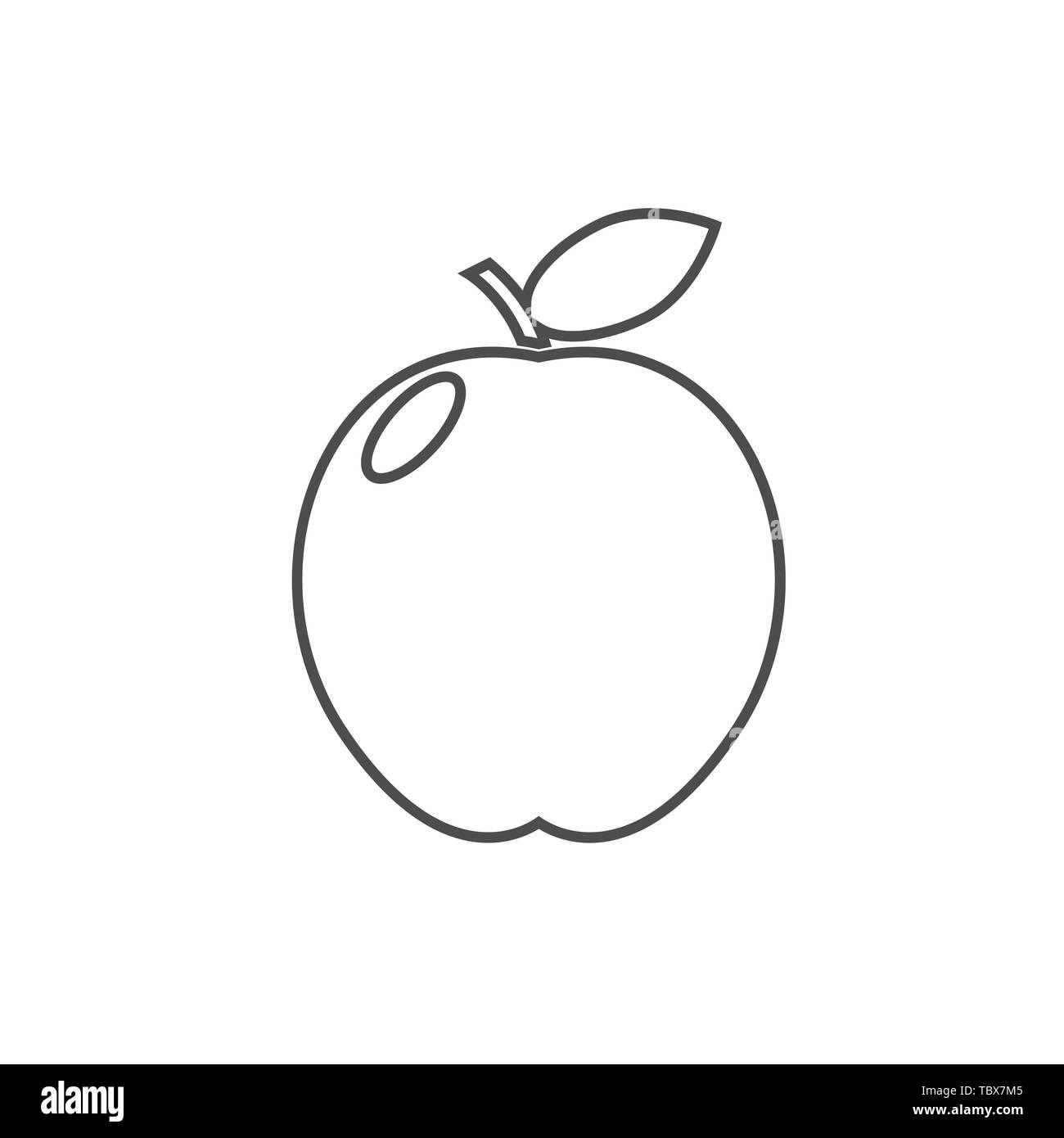 Icona di Apple. Profilo di frutta Apple segno, illustrazione vettoriale Illustrazione Vettoriale