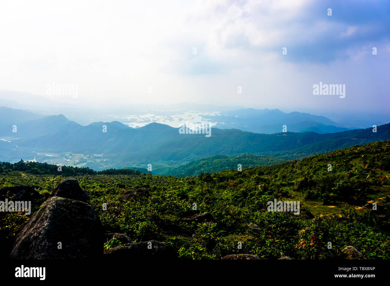 Il mulino a vento di Taishan mountain Foto Stock