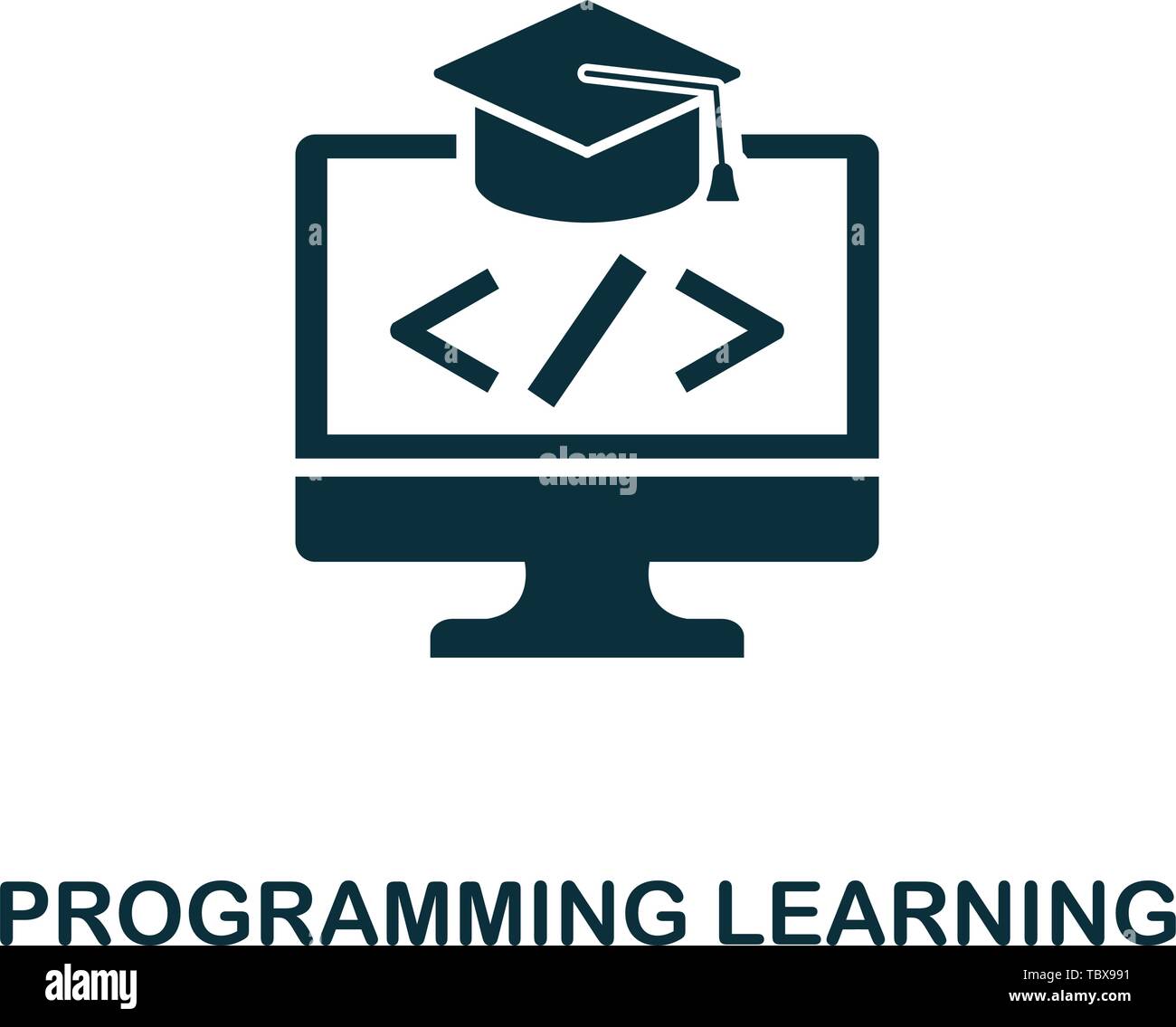 Icona apprendimento programmazione. Design di elementi creativi dalla collezione di icone del programmatore. Pixel Perfect Programming Learning icona per web design, app Illustrazione Vettoriale