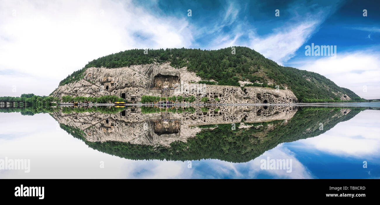 Le Grotte di Longmen, Luoyang, Henan Foto Stock