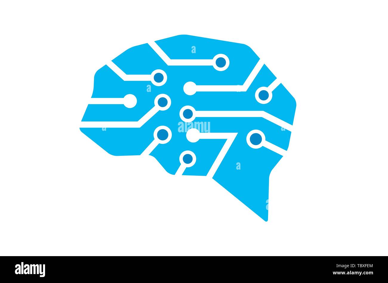 Illustrazione del disegno del simbolo del logo della tecnologia Blue Brain Illustrazione Vettoriale