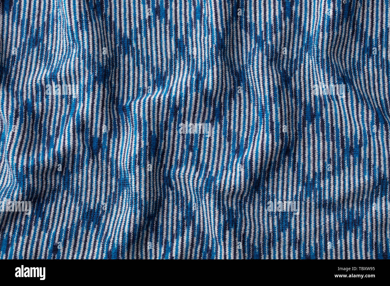 Maglia blu tessitura di lana la configurazione di sfondo con alta risoluzione. Vista dall'alto. Copia dello spazio. Foto Stock