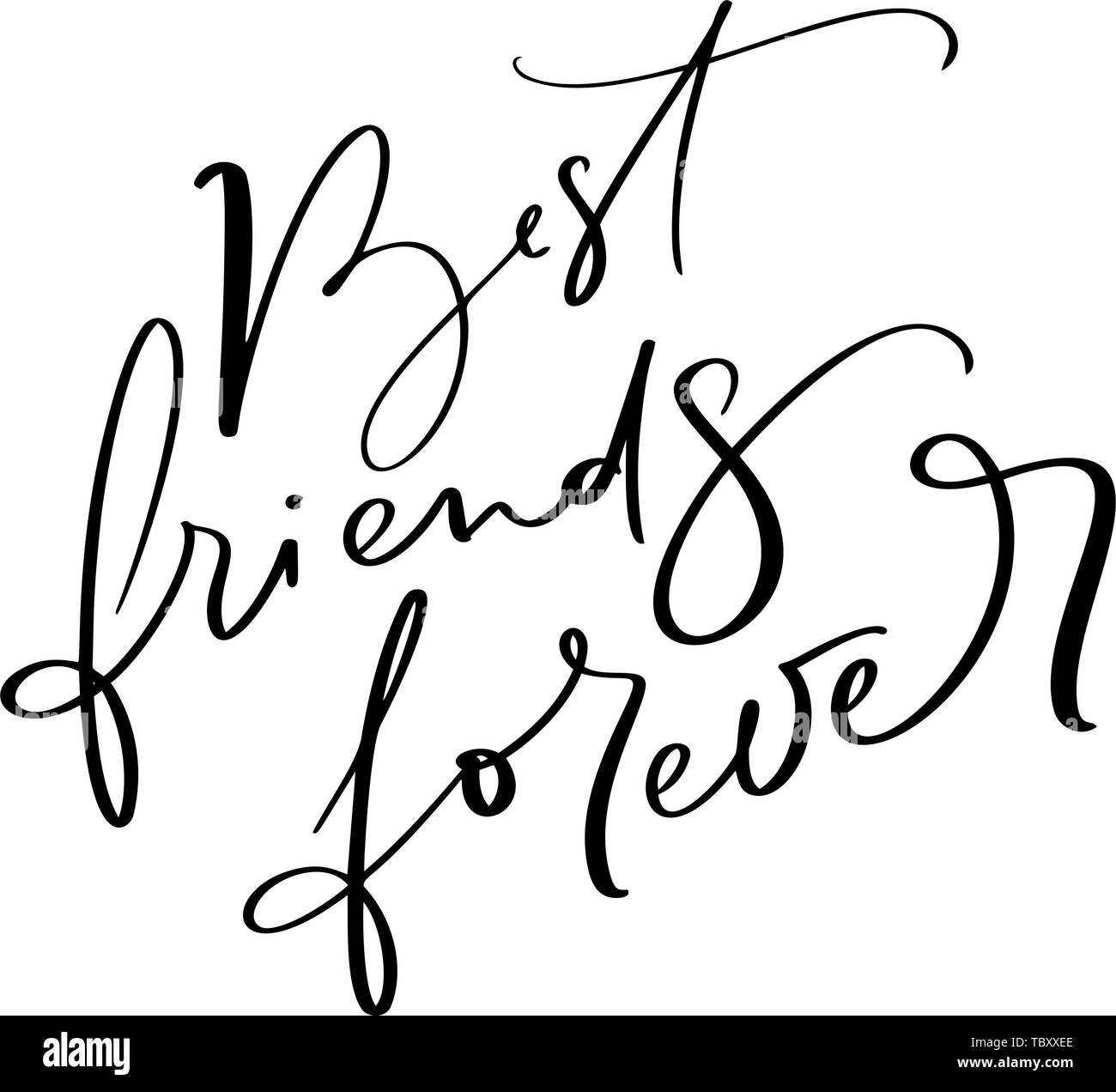 Testo vettoriale migliori amici per sempre. Illustrazione scritta in giorno di amicizia. Calligrafia moderna frase disegnata a mano per biglietto di auguri Illustrazione Vettoriale