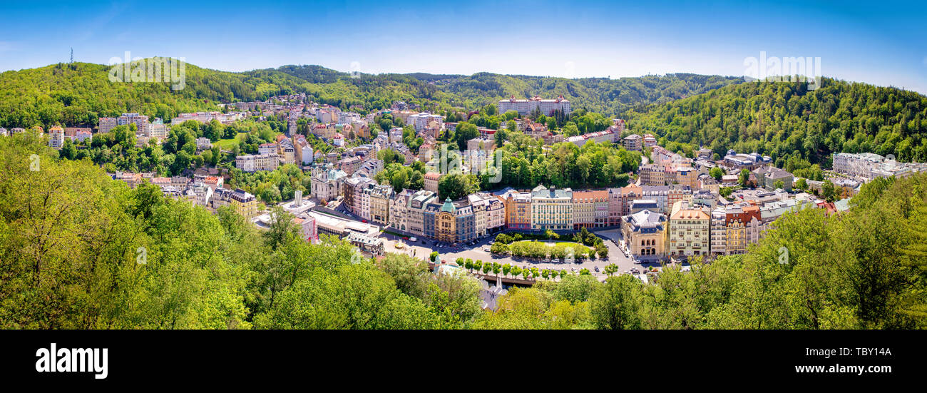 Karlovy vary panorama cittadino della Repubblica ceca Foto Stock