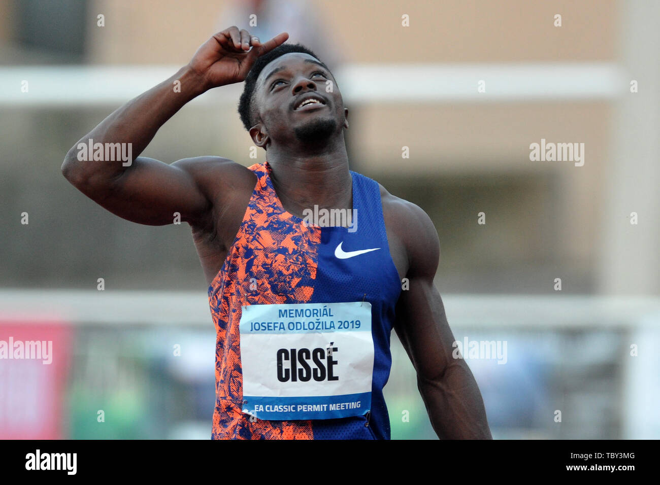 Praga, Repubblica Ceca. Il 3 giugno, 2019. Arthur Gue Cisse vince il Uomini 100m durante il Josef Odlozil Memorial atletica riunione Classic Premium EA a Praga nella Repubblica Ceca. Credito: Slavek Ruta/ZUMA filo/Alamy Live News Foto Stock