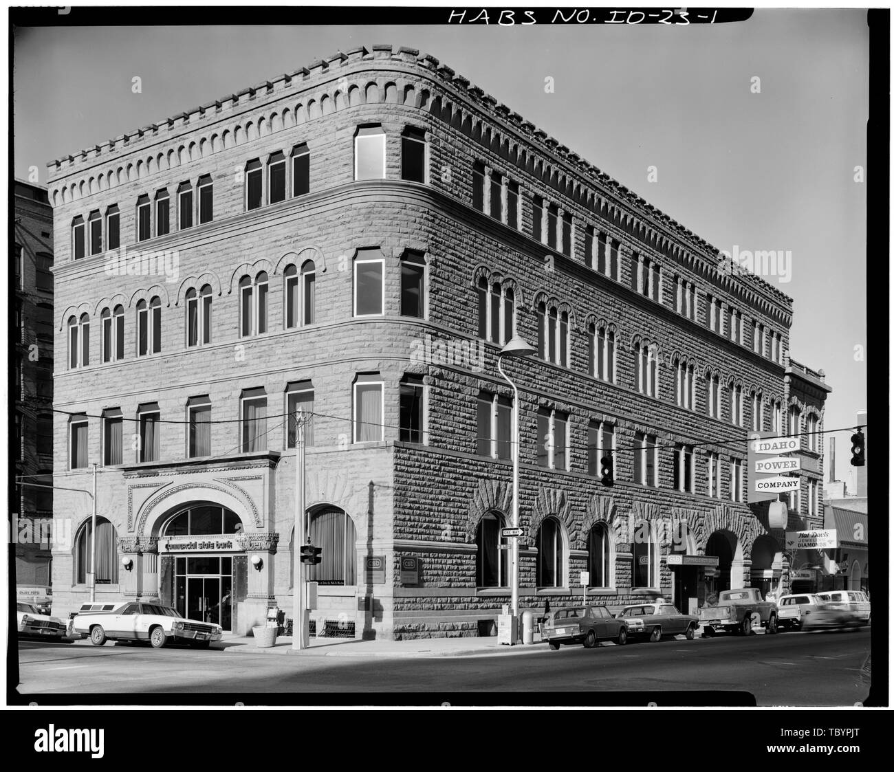 Nord (lato) elevazione (IDAHO ST.) ed East (lato) elevazione (8TH STREET) Boise City National Bank, 805 West Idaho Street Boise, Ada County, ID Foto Stock