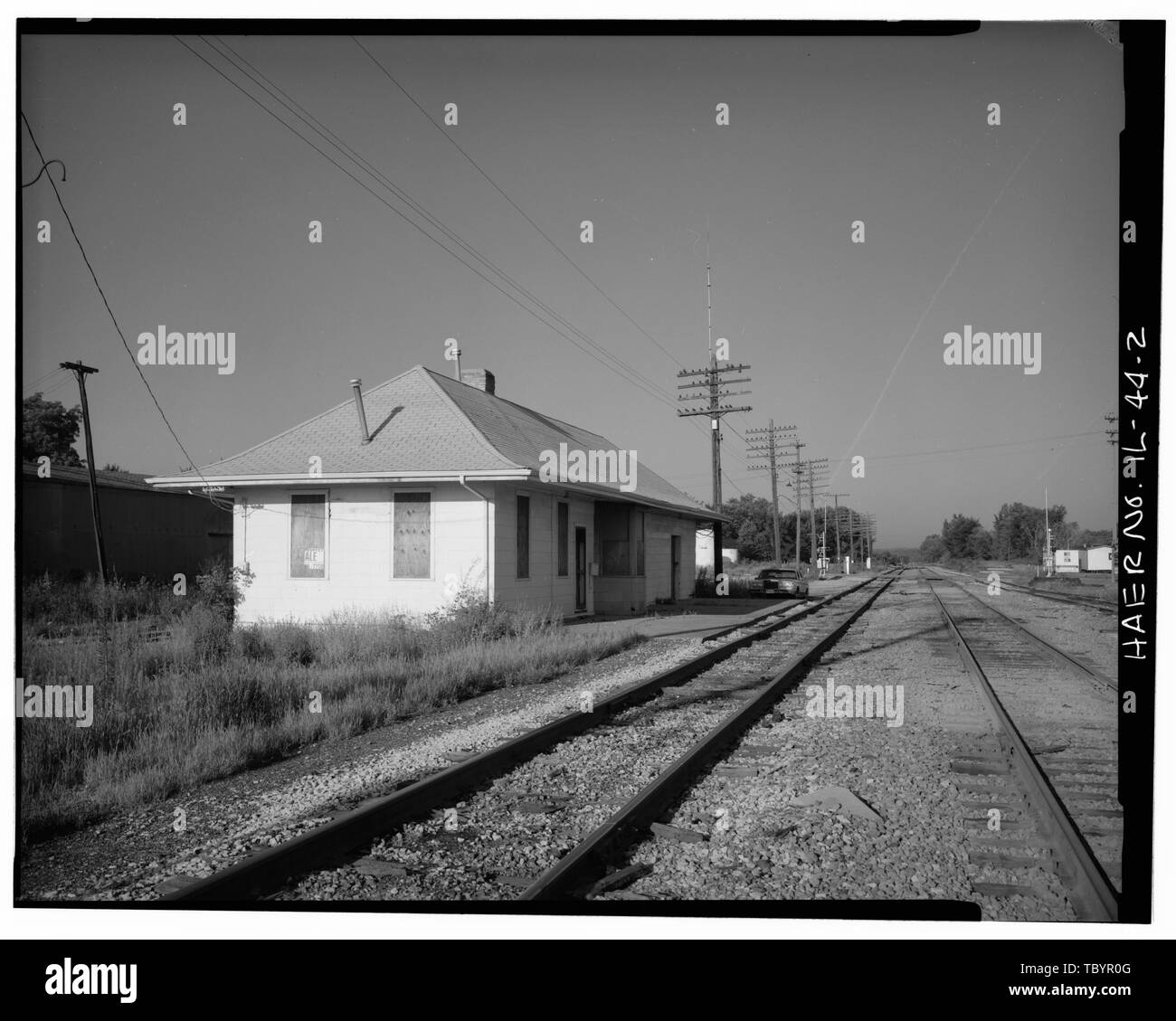 A nord e a est di facciate guardando verso sud-ovest. Rock Island Railroad, Seneca deposito passeggero, principali e le strade di cassa, Seneca, La Salle County, il Rock Island Railroad Foto Stock