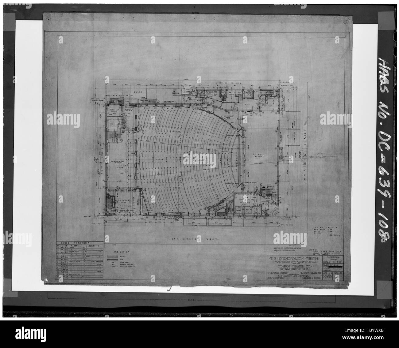 Nuova cupola e il soffitto pannello luminoso, nessuna data 109. (Untitled) le linee e le dimensioni di un Auditorium, nessuna data Earle Theatre, tredicesimo e e strade, Northwest, Washington, Distretto di Columbia, DC Foto Stock