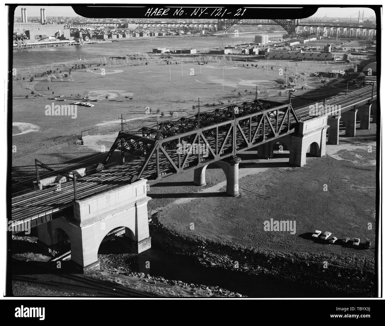 New York il collegamento ferroviario Kill Bronx Bridge. Randalls Island, New York Co., NY. Sec. 4207, MP 8.54. A nord-est del corridoio ferroviario, Amtrak itinerario tra JerseyNew New York e nuovo Stato YorkConnecticut linee, New York New York County, NY Foto Stock