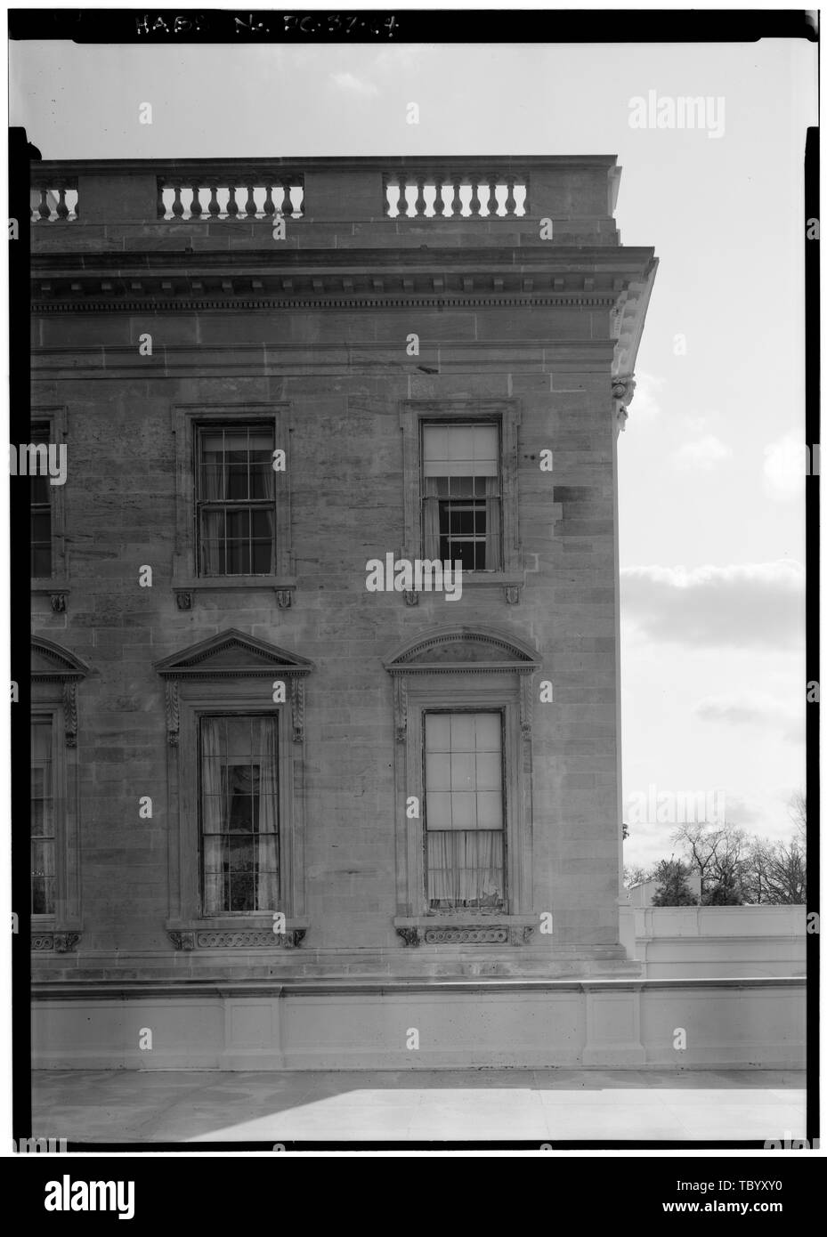 A nord la vista in elevazione di fianco Ovest, a destra la sezione Casa Bianca, 1600 Pennsylvania Avenue, Northwest, Washington, Distretto di Columbia, DC Foto Stock