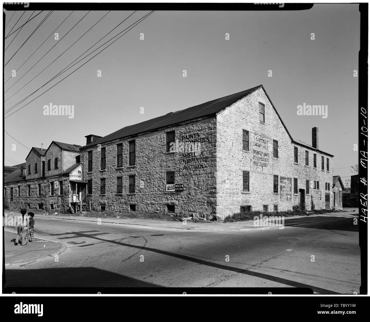 Il nord e l ovest elevazioni. George Delano e figli opere olio, sud e sud seconda strade di New Bedford, Bristol County, MA Foto Stock