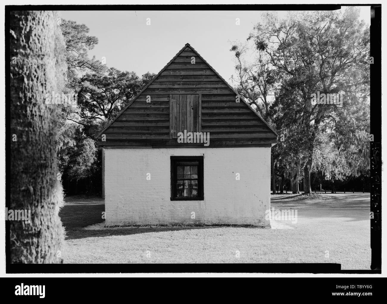 Elevazione del nord Kingsley Plantation, granaio, 11676 Palmetto Avenue, Jacksonville, Duval County, FL Foto Stock