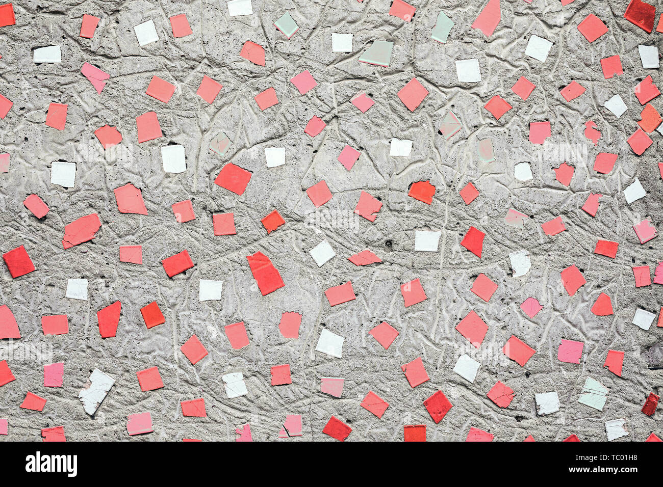 Primo piano della moda di corallo astratto colorato mosaico di piastrelle di ceramica di sfondo modellato Foto Stock