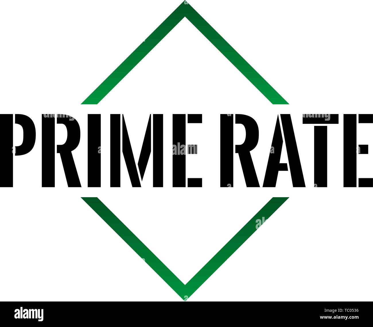Prime rate cono Triangel Icona segno di vettore con il testo su sfondo bianco Illustrazione Vettoriale