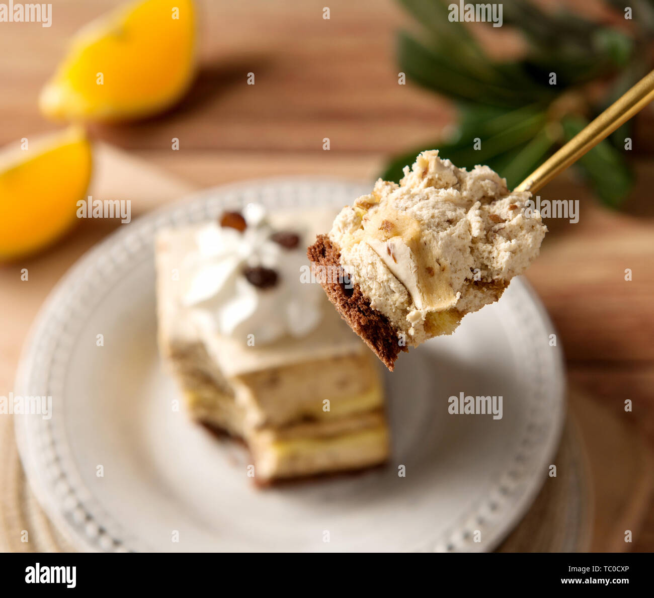 La torta di panna Mousse di mango Foto Stock