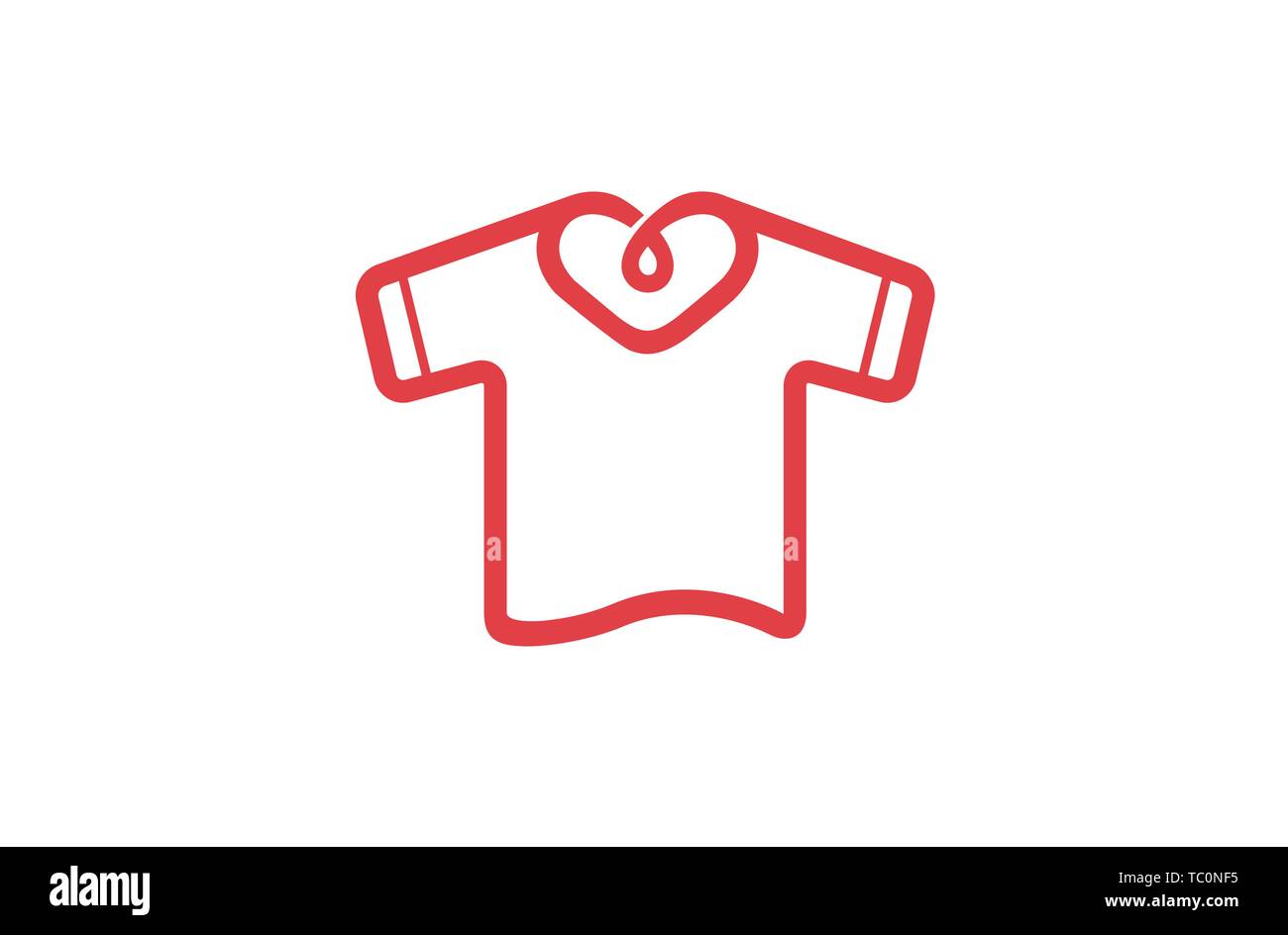 Creative Unique Heart Neck T-shirt Design Logo Vector Illustrazione Illustrazione Vettoriale