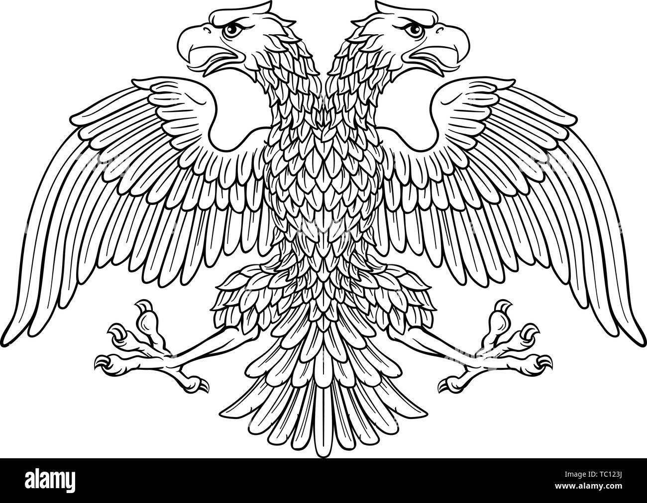 Doppia testa di aquila imperiale con due teste Illustrazione Vettoriale