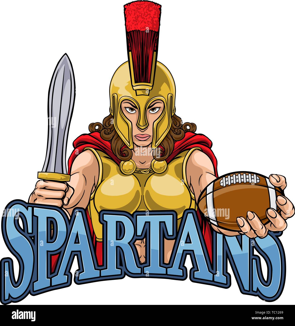 Spartan Trojan Gladiator calcio donna guerriero Illustrazione Vettoriale