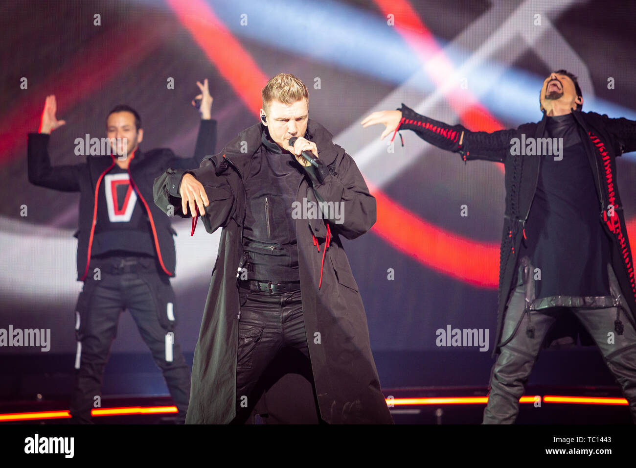 Norvegia - Oslo il 1 giugno 2019. La American gruppo vocale Backstreet Boys esegue un concerto dal vivo a Oslo Spektrum di Oslo. Qui il cantante Nick Carter è visto dal vivo sul palco. (Photo credit: Gonzales foto - Tord Littleskare). Foto Stock