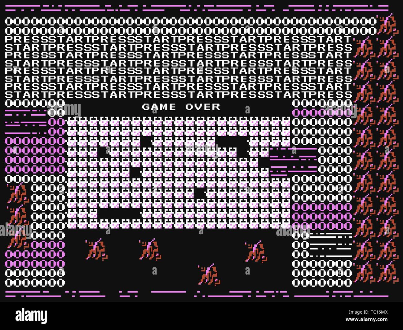 Game over glitch. Retrò video gioco errore. Crash del computer. Design alla moda. Il vecchio concetto di guasto. Illustrazione Vettoriale Illustrazione Vettoriale