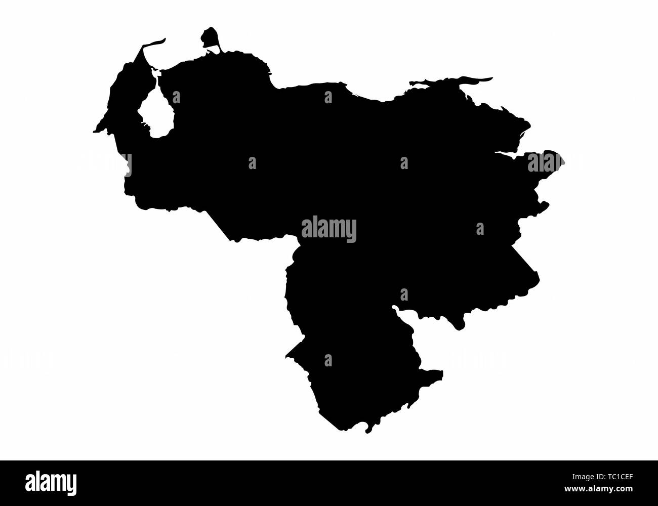 Venezuela Mappa sagoma scura isolati su sfondo bianco Illustrazione Vettoriale