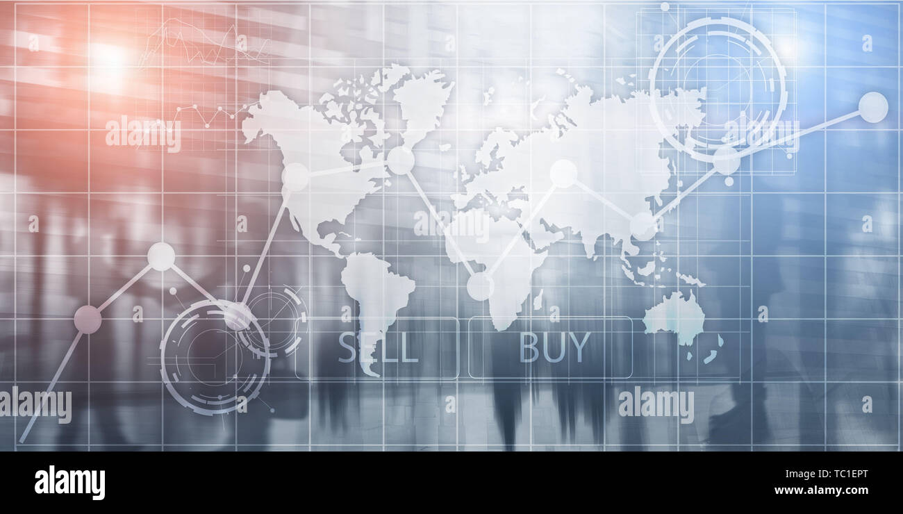Gli investimenti finanziari Grafici Grafico. Cruscotto di intelligence vendere e comprare. Foto Stock